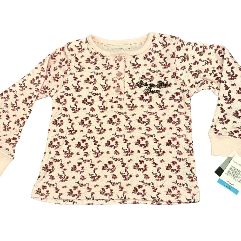 Calvin Klein Jeans‎ Floral Top Long Sleeve Button Up Shirt 24M Embroidered